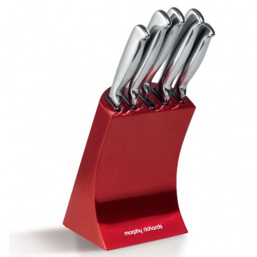 Accents red 5 piece knife block set