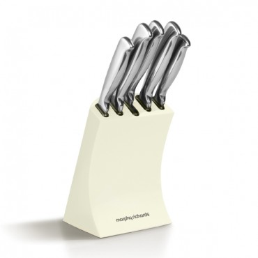 MORPHY Accents 5 Piece Knife Block Ivory Cream