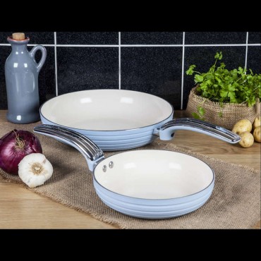 Swan retro 20cm/28cm fry pans sky blue