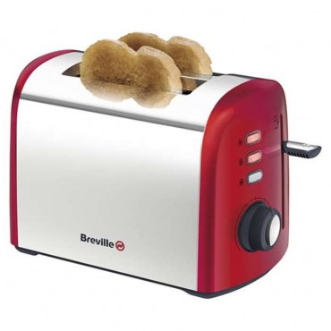 2 slice brushed red toaster