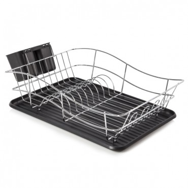 TOWER Dish Rack with Tray Chrome/Black