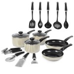 Morphy Equip 5 Piece Pan Set with 9 Piece Tool Set Cream