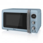 800w retro digital microwave - blue