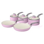 SWAN RETRO 5 Piece Pan Set Pink