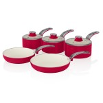 SWAN RETRO 5 Piece Pan Set Red