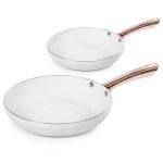 LINEAR 2 Piece Frying Pan 24/28cm Rose Gold White