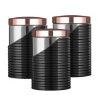 TOWER LINEAR Set of 3 Canister Rose Gold and Black