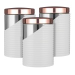 TOWER LINEAR Set of 3 Canister Rose Gold and White